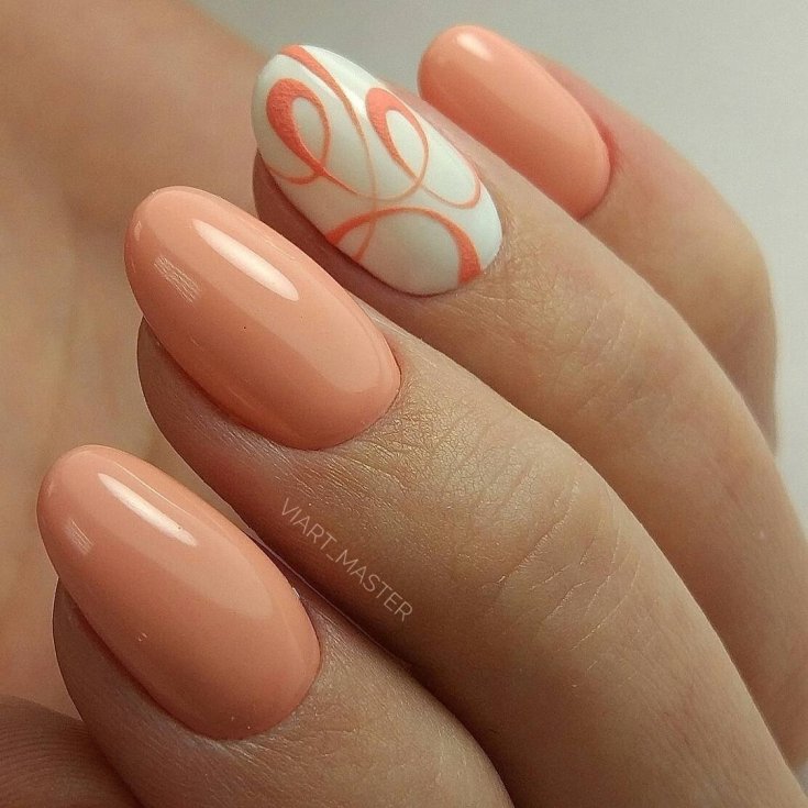 Маникюр персикового цвета идеи дизайна ногтей