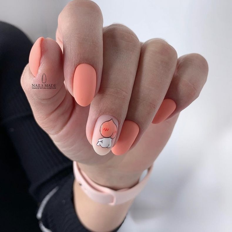 Персиковый маникюр (150 фото): актуальные новинки и модные идеи дизайна матовых персиковых длинных ногтей с блестками