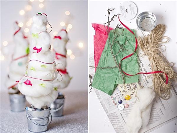 diy-christmas-trees-idea-cotton-ribbons