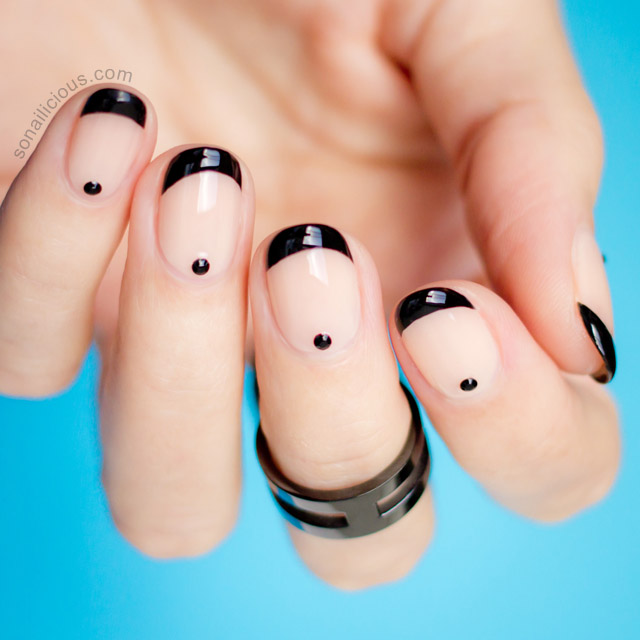 black-and-nude-nails