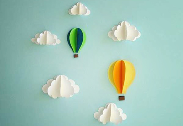 14-Paper-Hot-Air-Balloon-and-Clouds-Wall-art