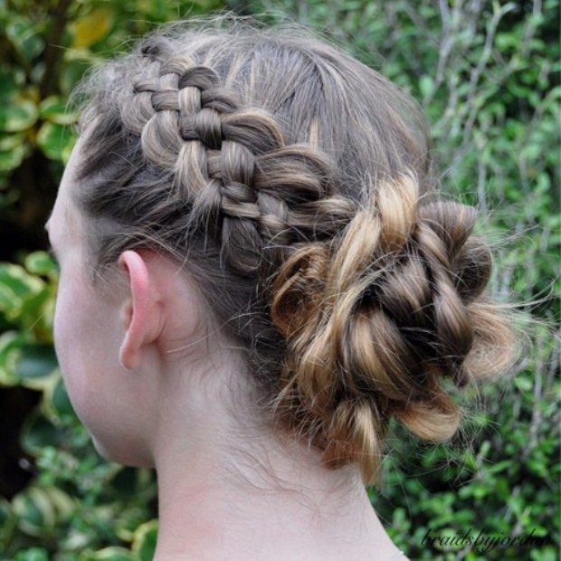 messy-braid-and-bun-updo-for-girls