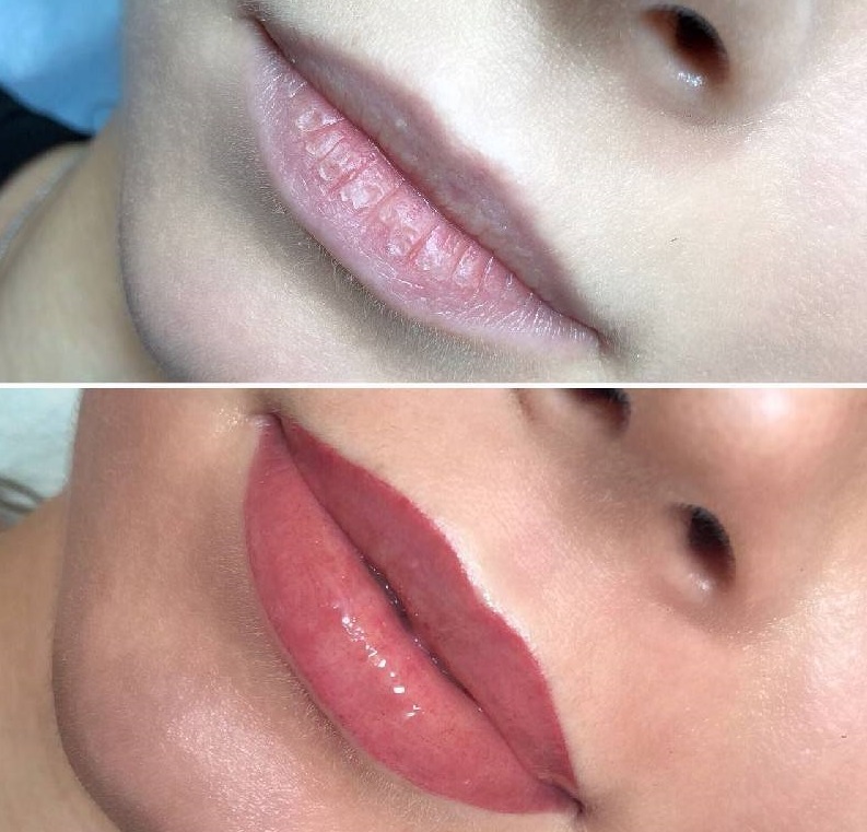 Татуаж губ с растушевкой: фото До и После, популярные техники нанесения, нюансы выбора цвета